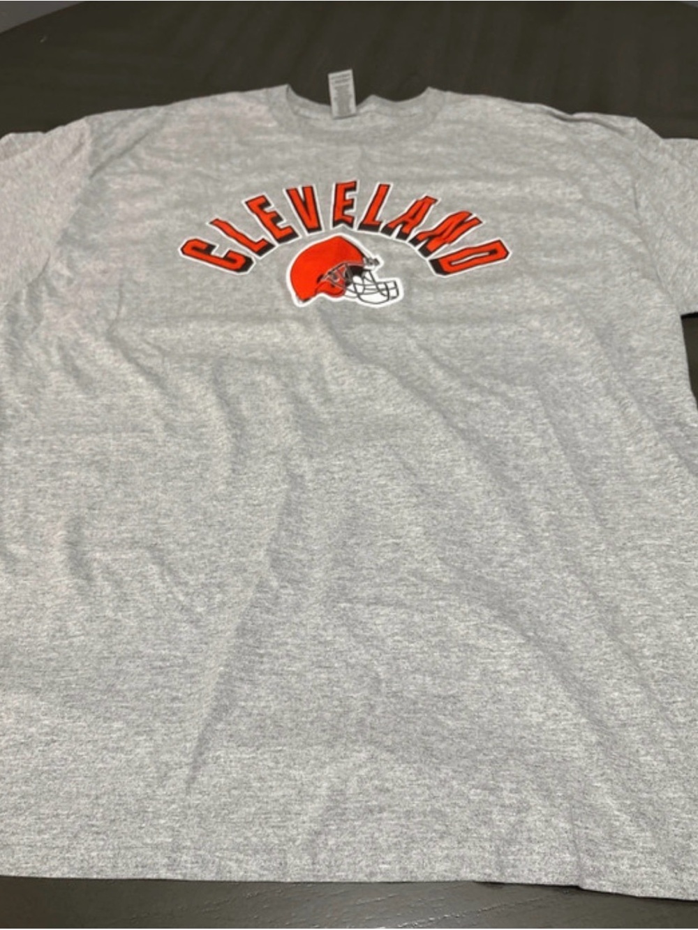 NFL Cleveland Crew Neck Tee - Gray with Orange Helmet